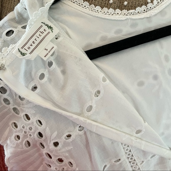 - Loveriche White Eyelet Lined Mini Dress - Picture 5 of 10